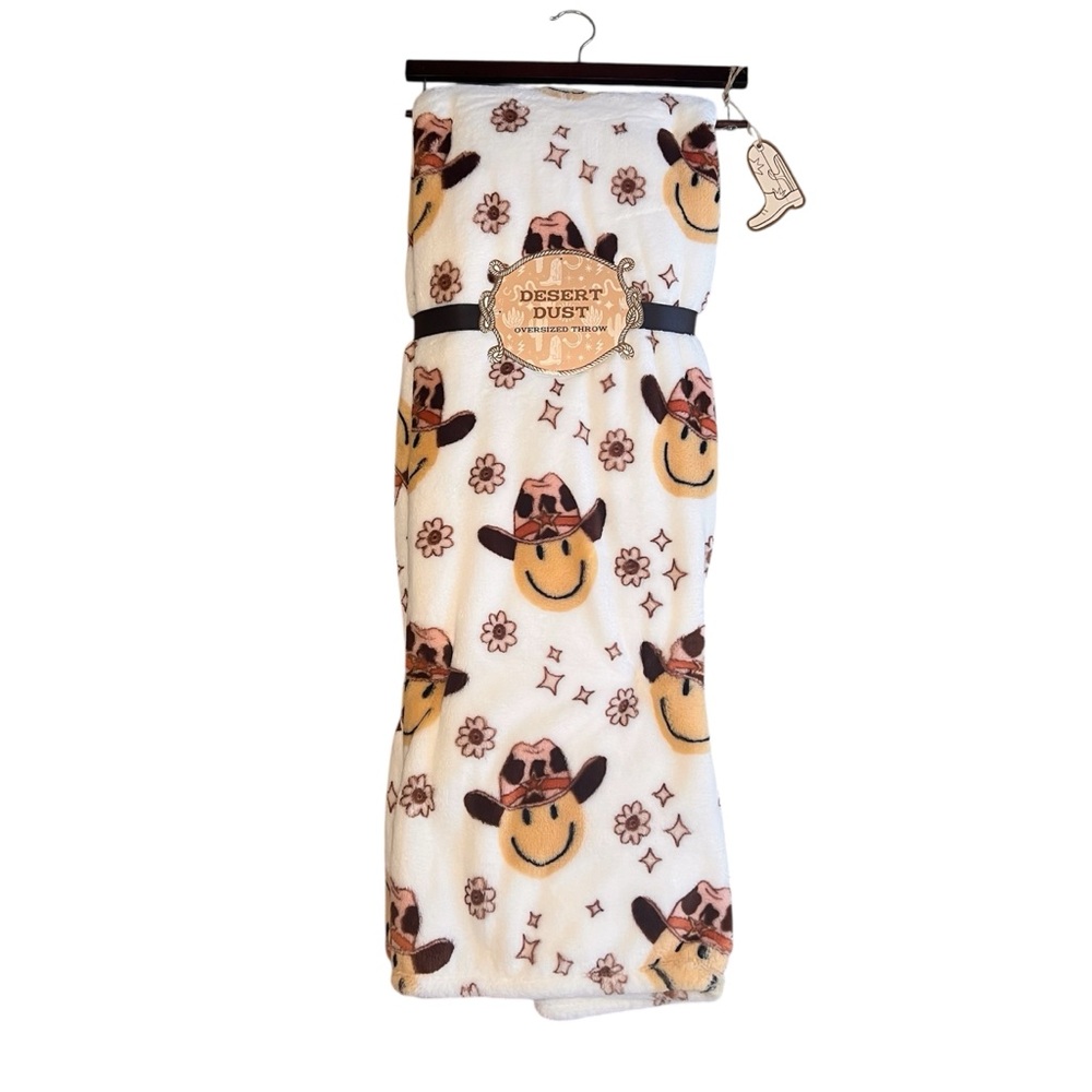 Desert Dust Western Smiley Oversized Throw Blanket 60x70in NWT